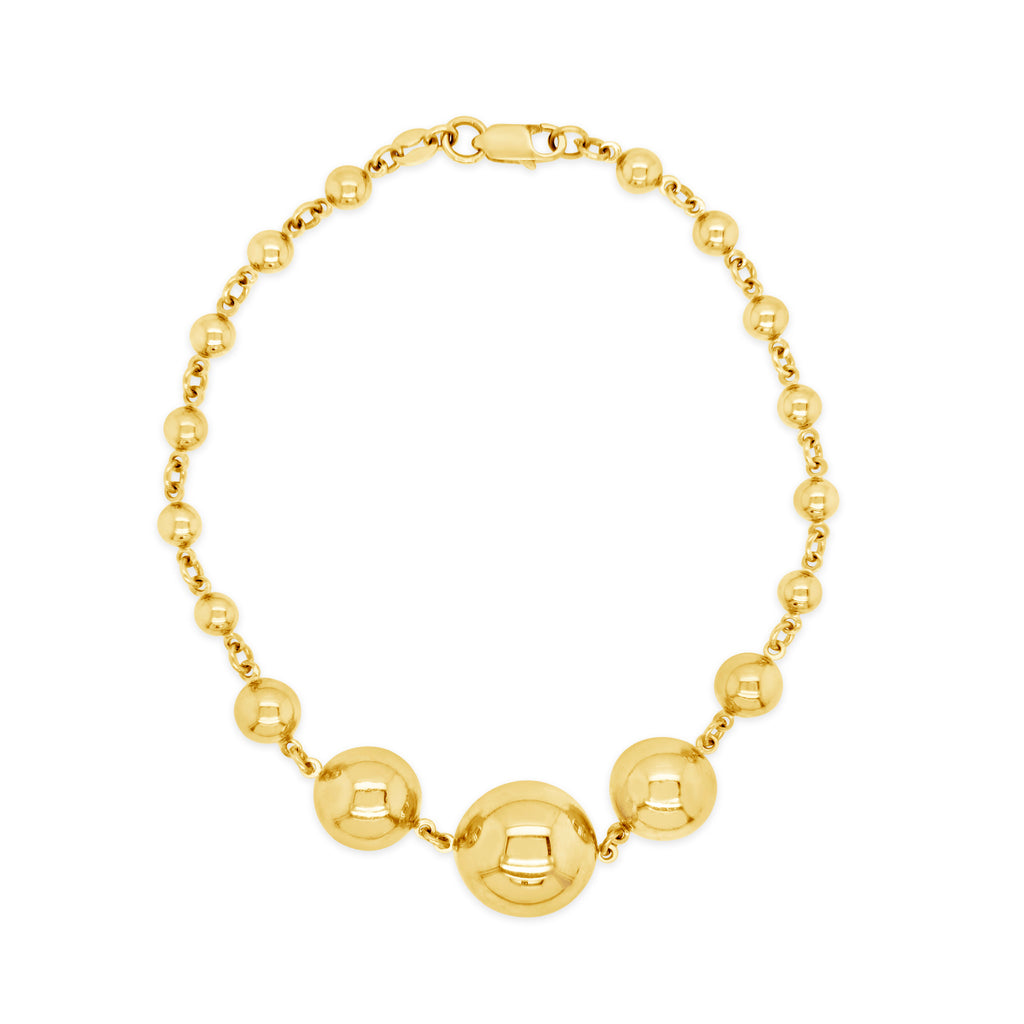 14k Yellow Gold Graduated Ball Bracelet