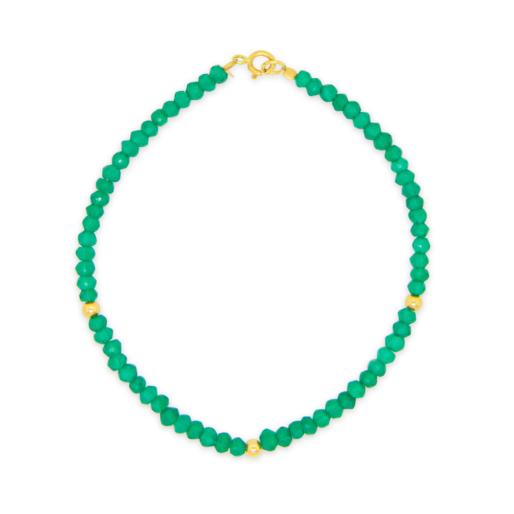 14k Yellow Gold Green Onyx Bracelet