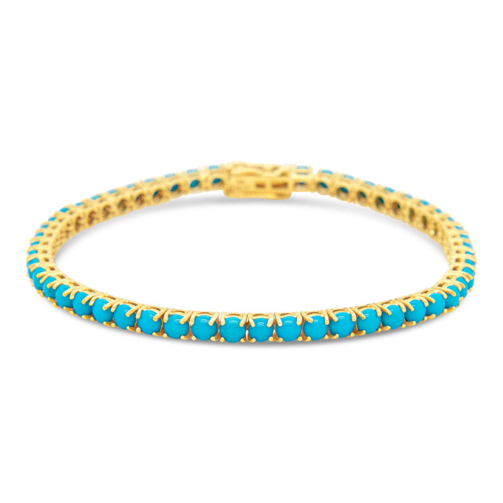 18K Yellow Gold Turquoise Tennis Bracelet