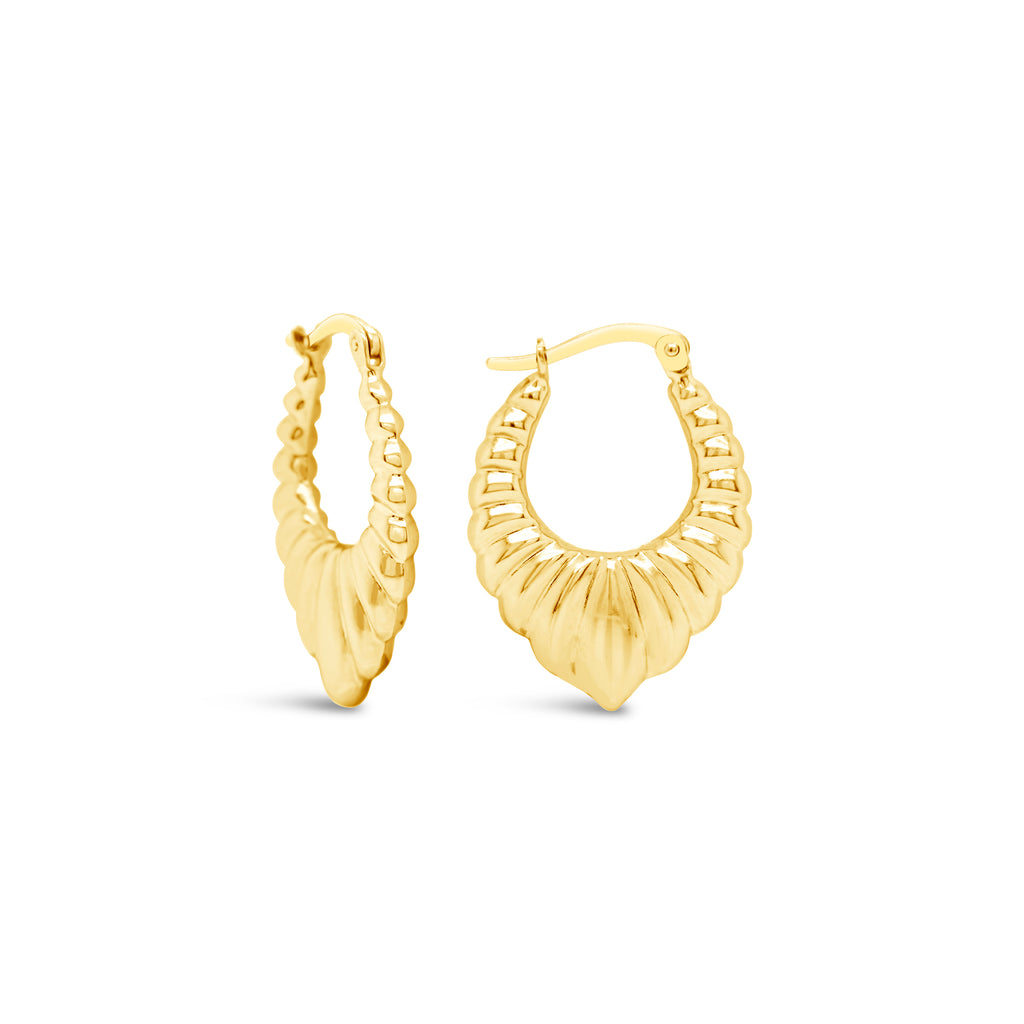 14k Yellow Gold Como Vintage Hoop Earrings