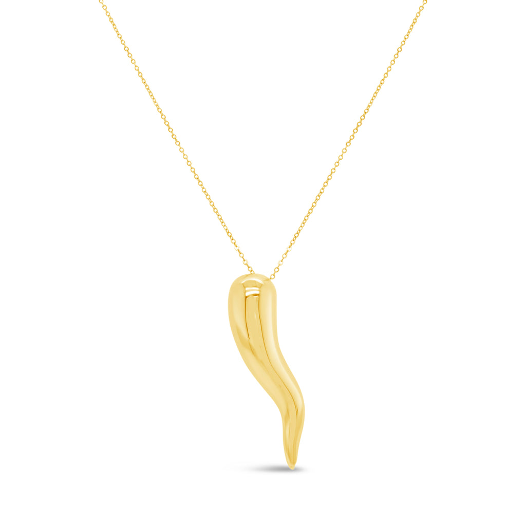 14k Yellow Gold Italian Horn Necklace