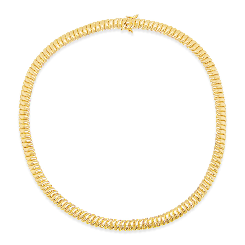 14k Yellow Gold Ribbed Cable Necklace