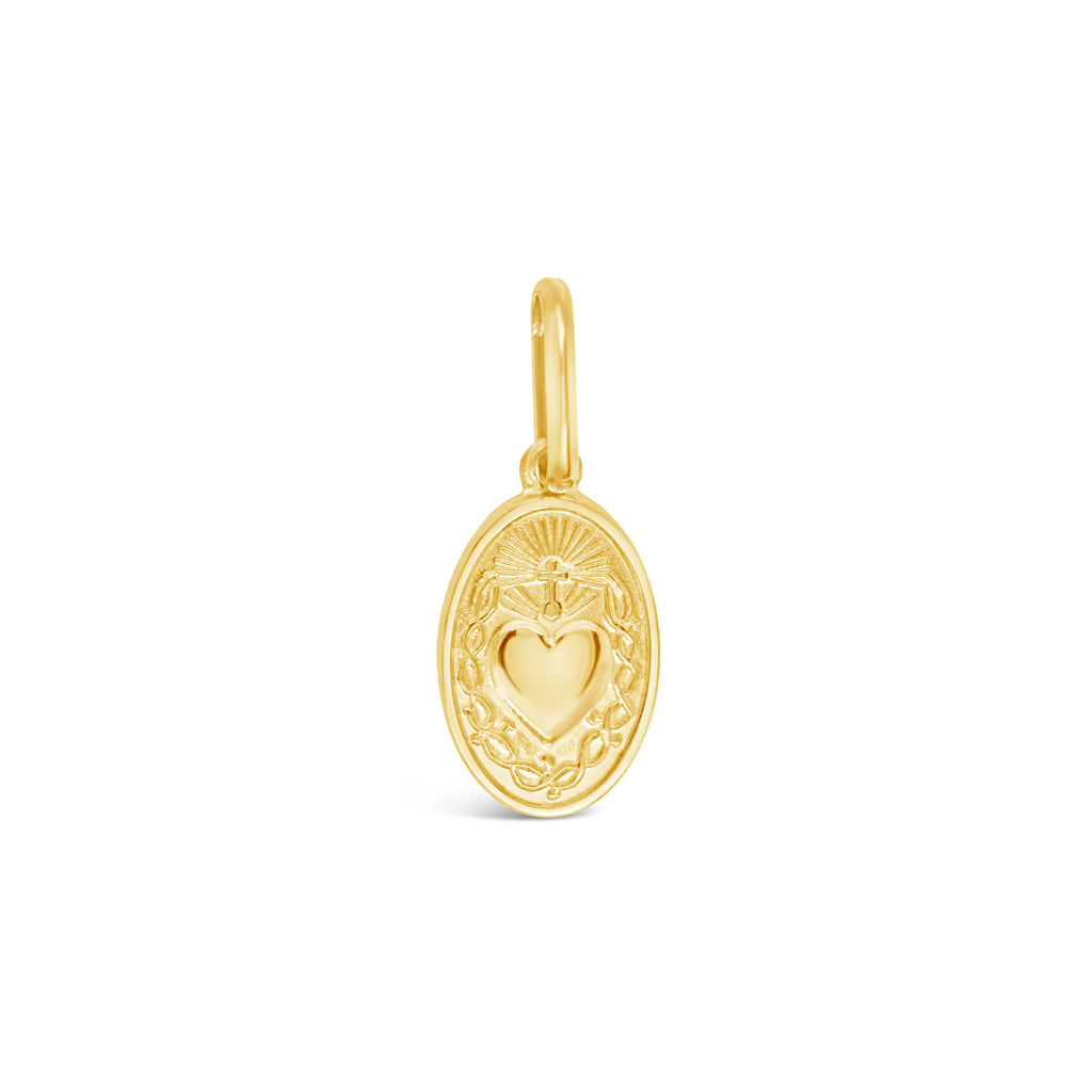 14k Yellow Gold Sacred Heart Medal Pendant