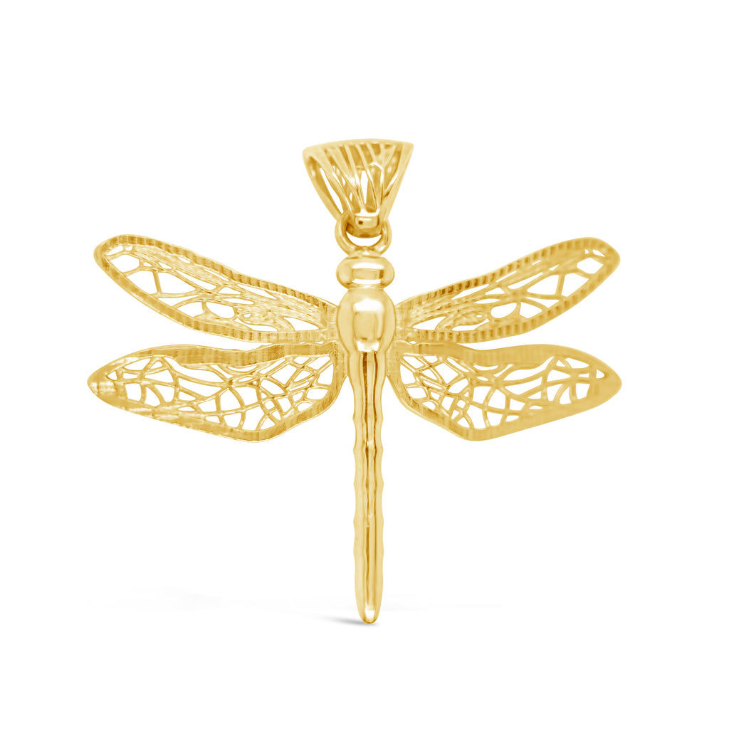 14k Yellow Gold Dragon Fly Pendant