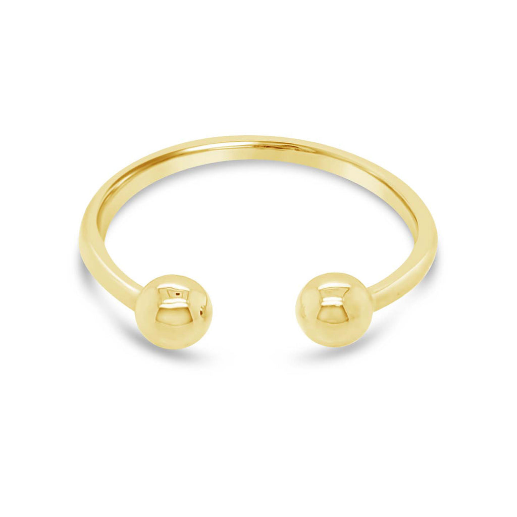 14k Yellow Gold Double Ball Open Ring