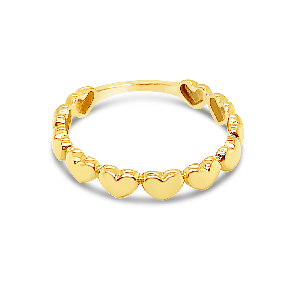 14k Yellow Gold Heart Band Ring