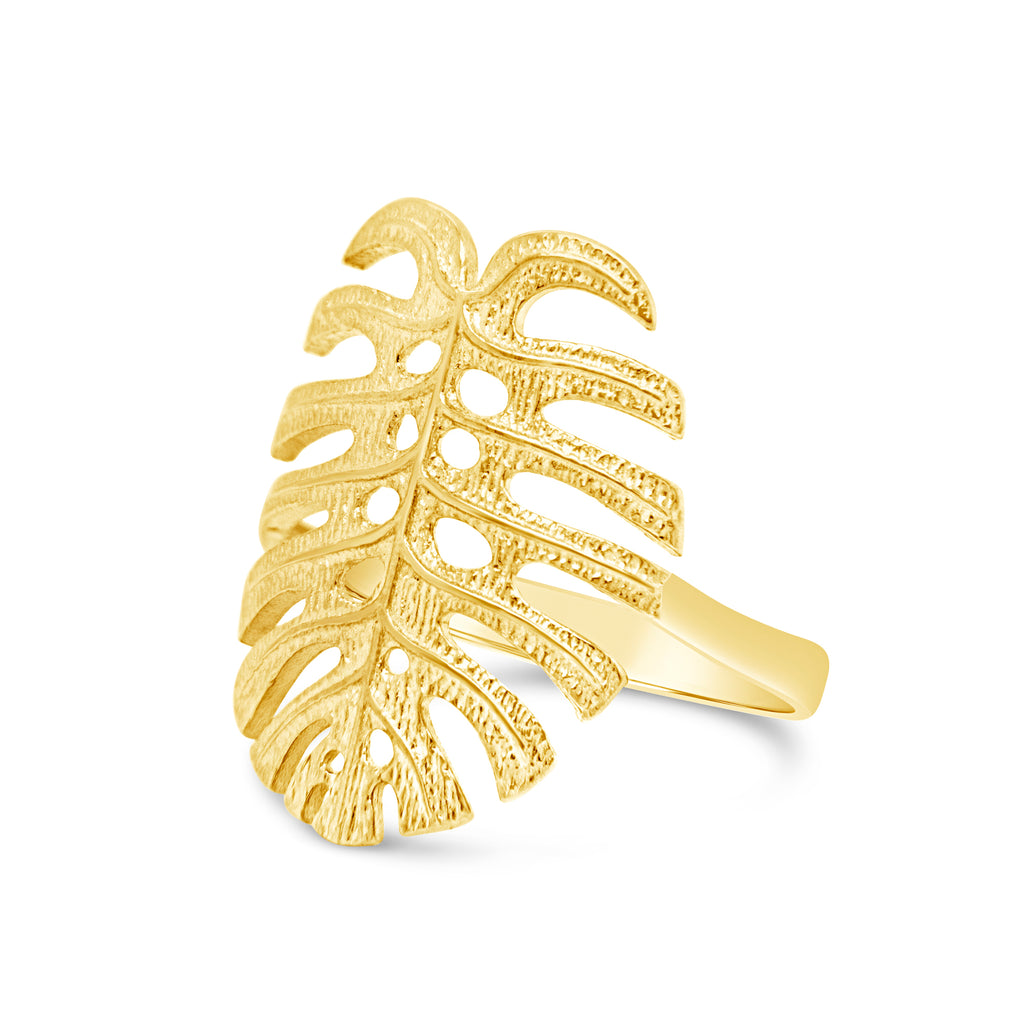 14k Yellow Gold Monstera Ring