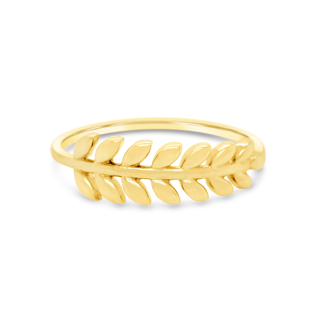 14k Yellow Gold Leaf Band Ring