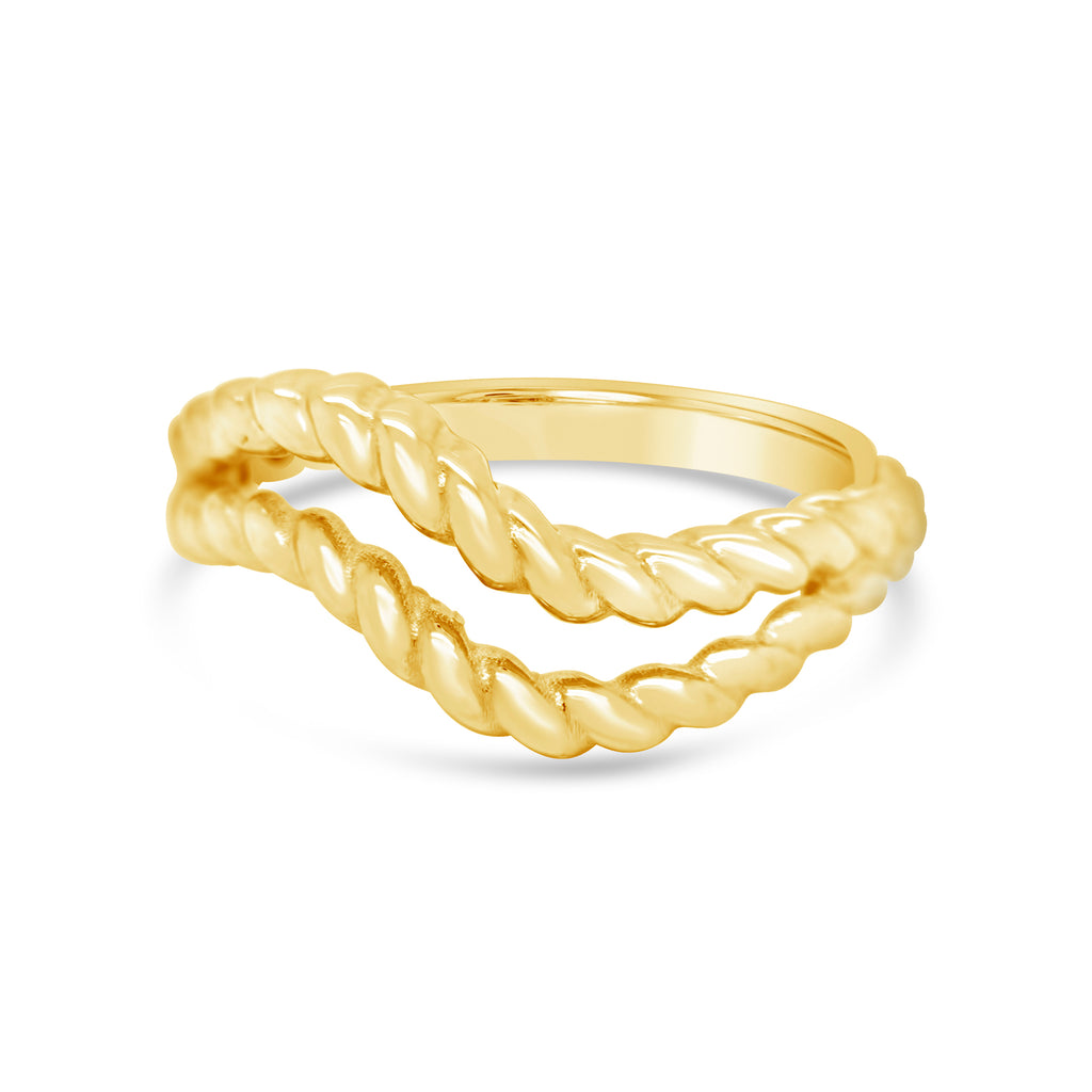 14k Yellow Gold Double Curved Braided Band Ring