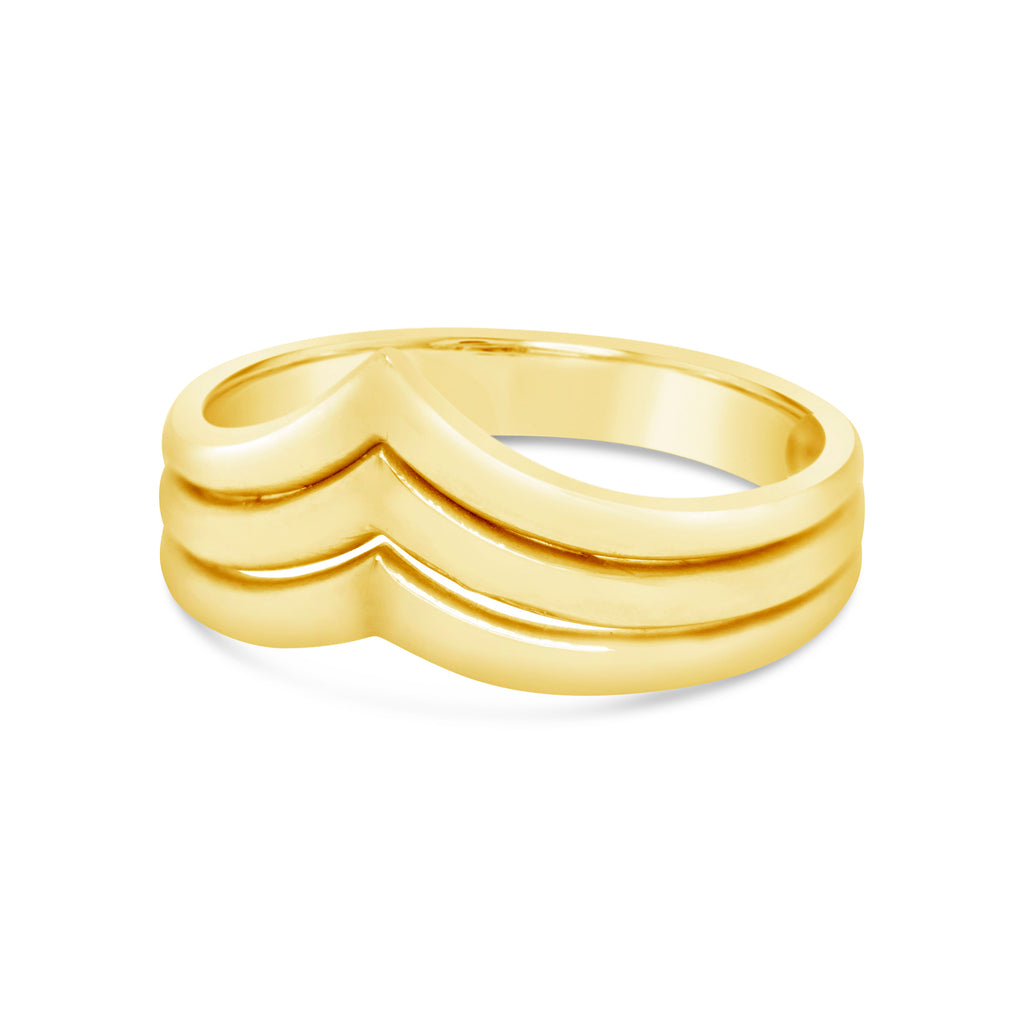 14k Yellow Gold Triple Wishbone Ring