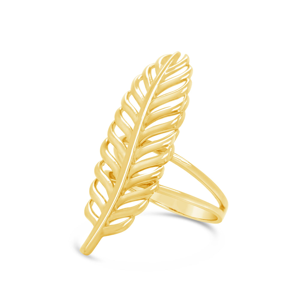 14k Yellow Gold Long Leaf Ring