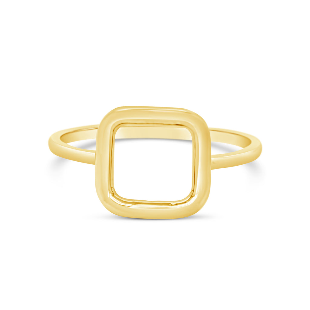 14k Yellow Gold Open Square Ring