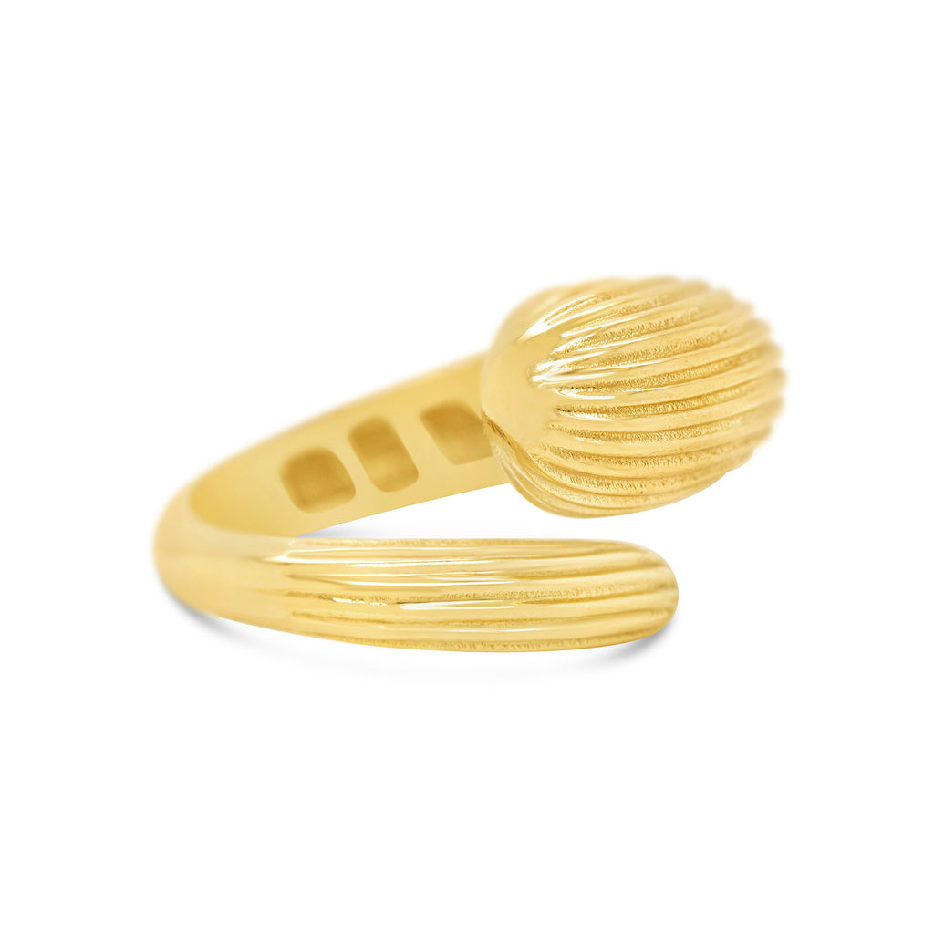 14k Yellow Gold Ribbed Open Ring