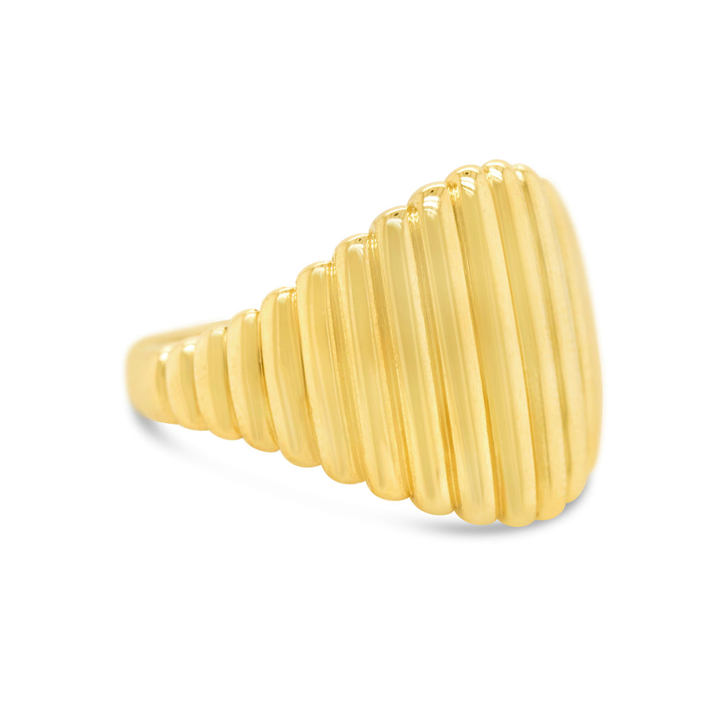 14k Yellow Gold Ribbed Cuff Ring