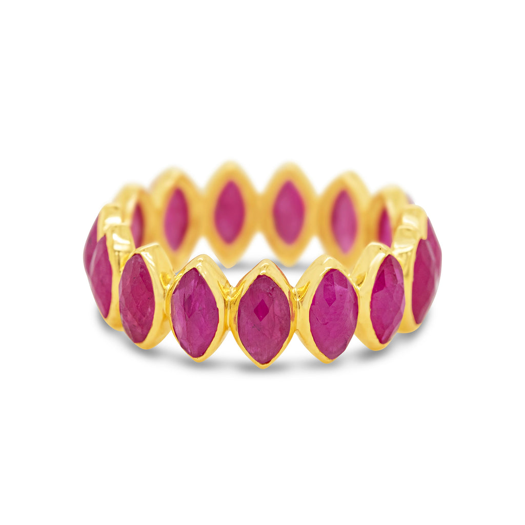 14k Yellow Gold Marquise Shape Ruby Eternity Band Ring