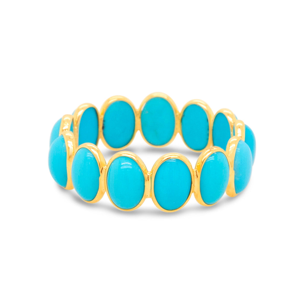 18K Yellow Gold Turquoise Eternity Band