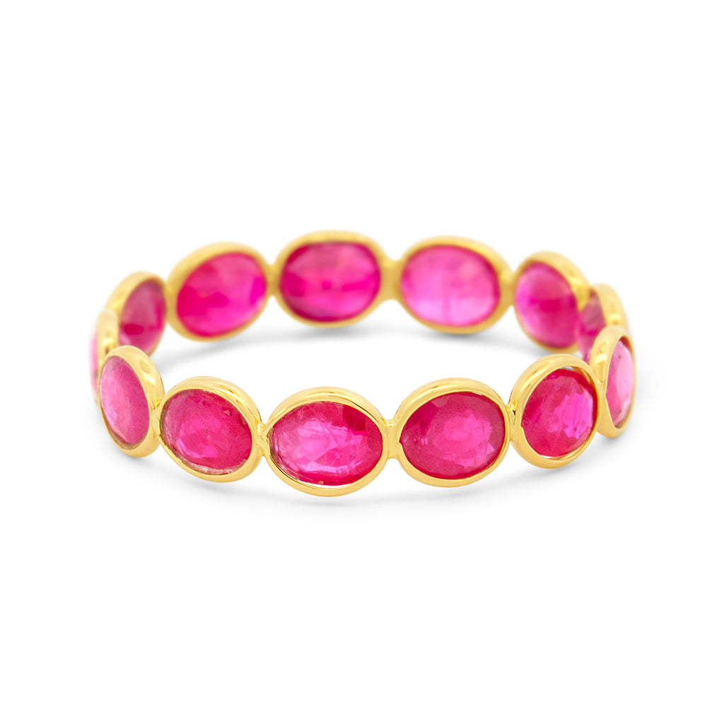 18K Yellow Gold Oval Ruby Eternity Band