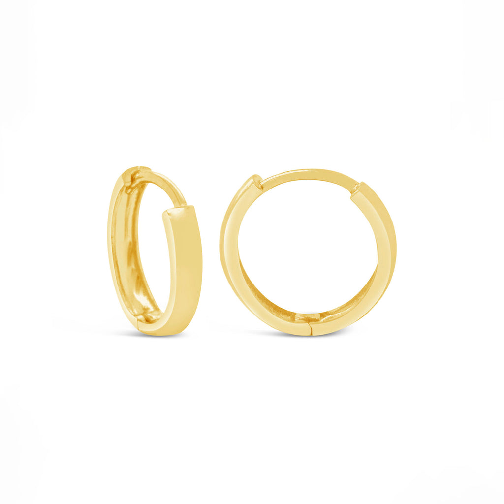 14k Yellow Gold Small Polish Huggie Earrings