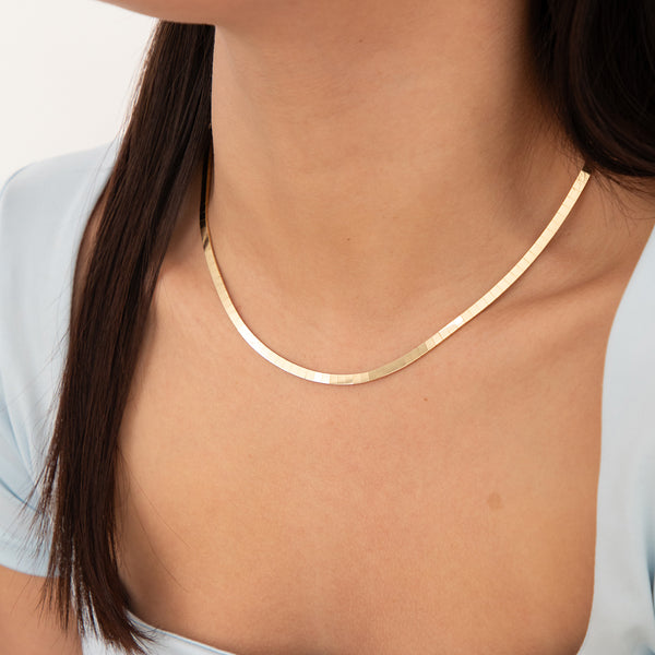 14k Yellow Gold Flat Omega Necklace