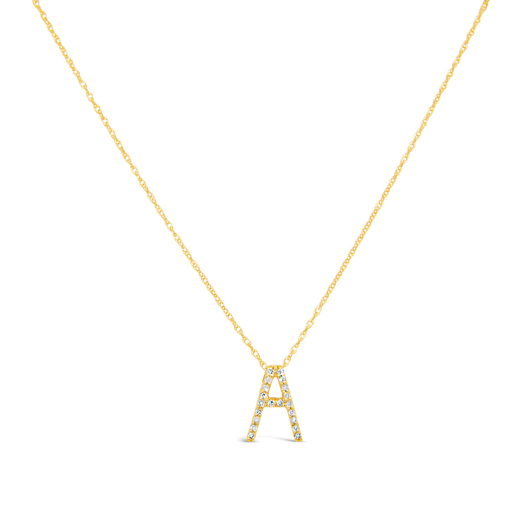 14k Yellow Gold Diamond Initial Necklace