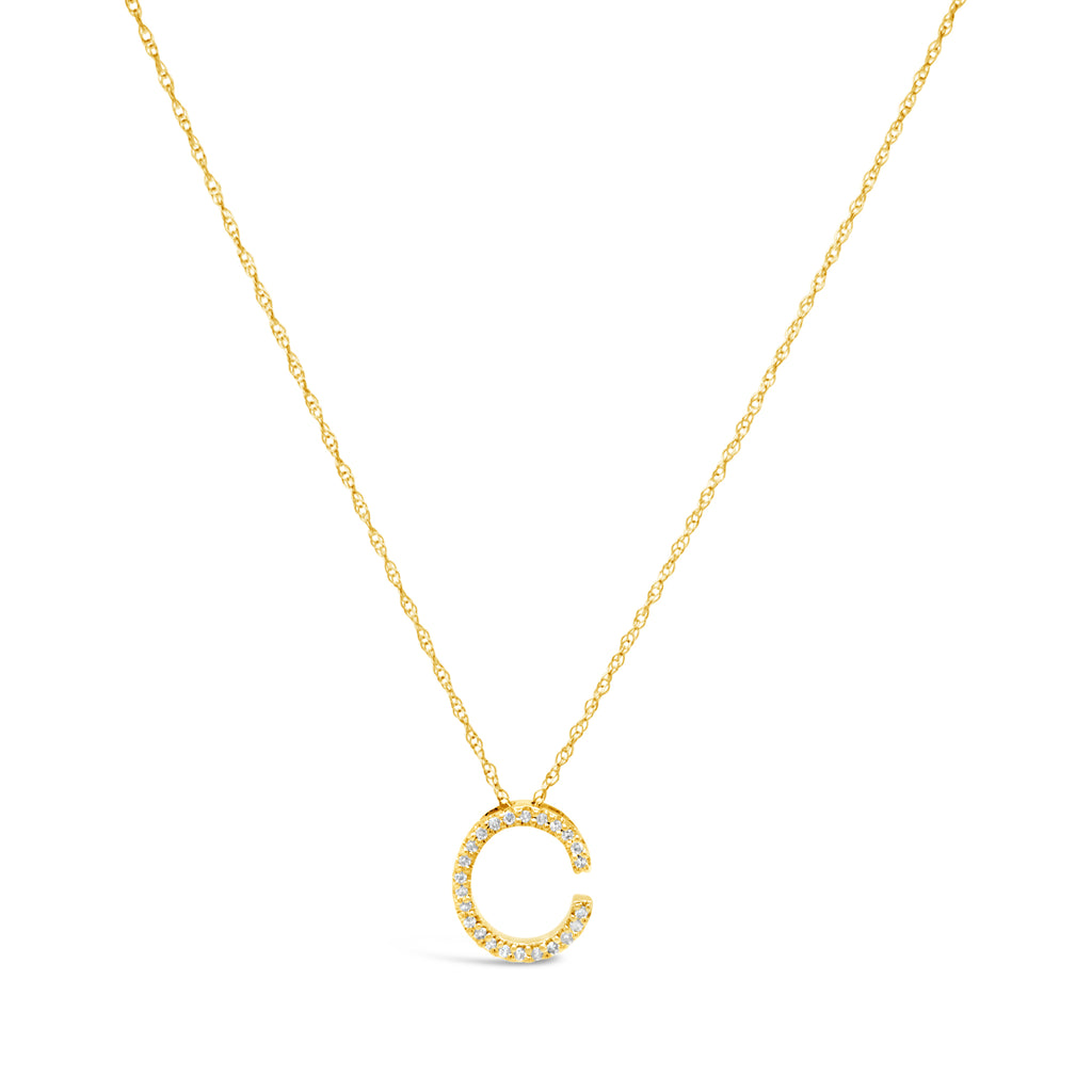 14k Yellow Gold Diamond Initial Necklace