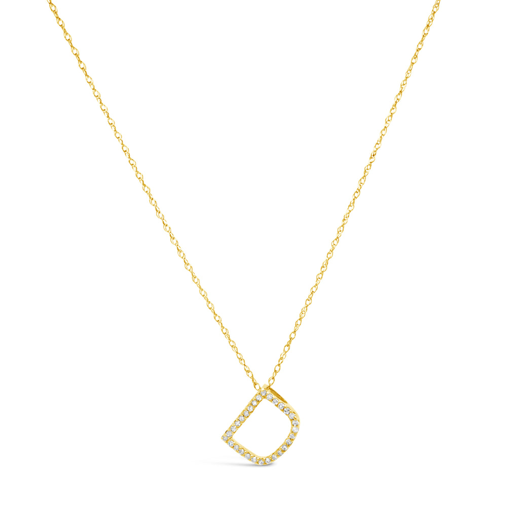 14k Yellow Gold Diamond Initial Necklace