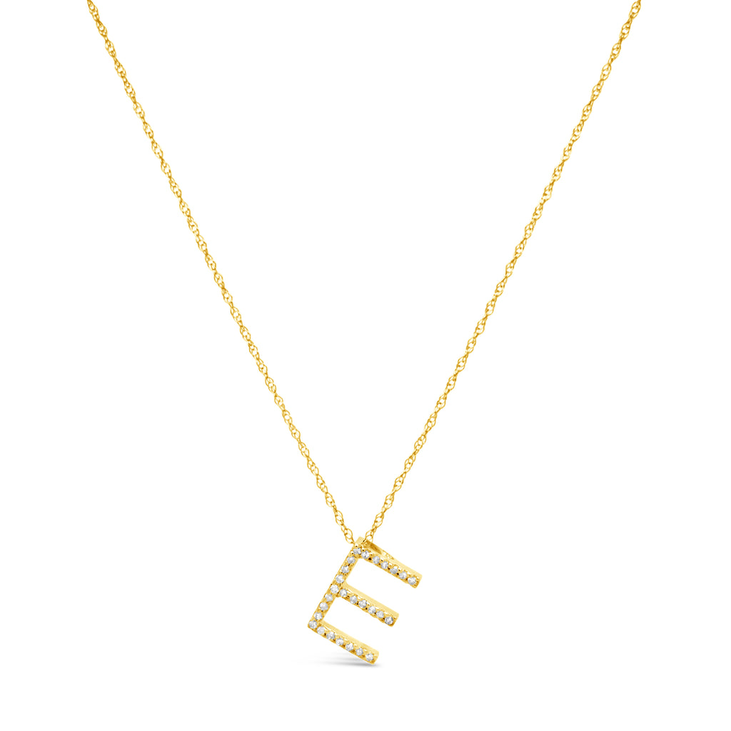 14k Yellow Gold Diamond Initial Necklace