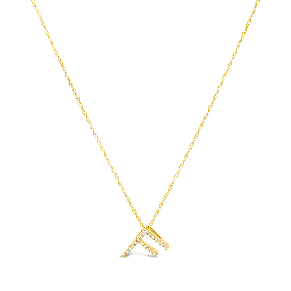 14k Yellow Gold Diamond Initial Necklace