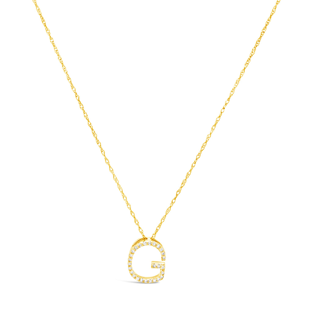 14k Yellow Gold Diamond Initial Necklace