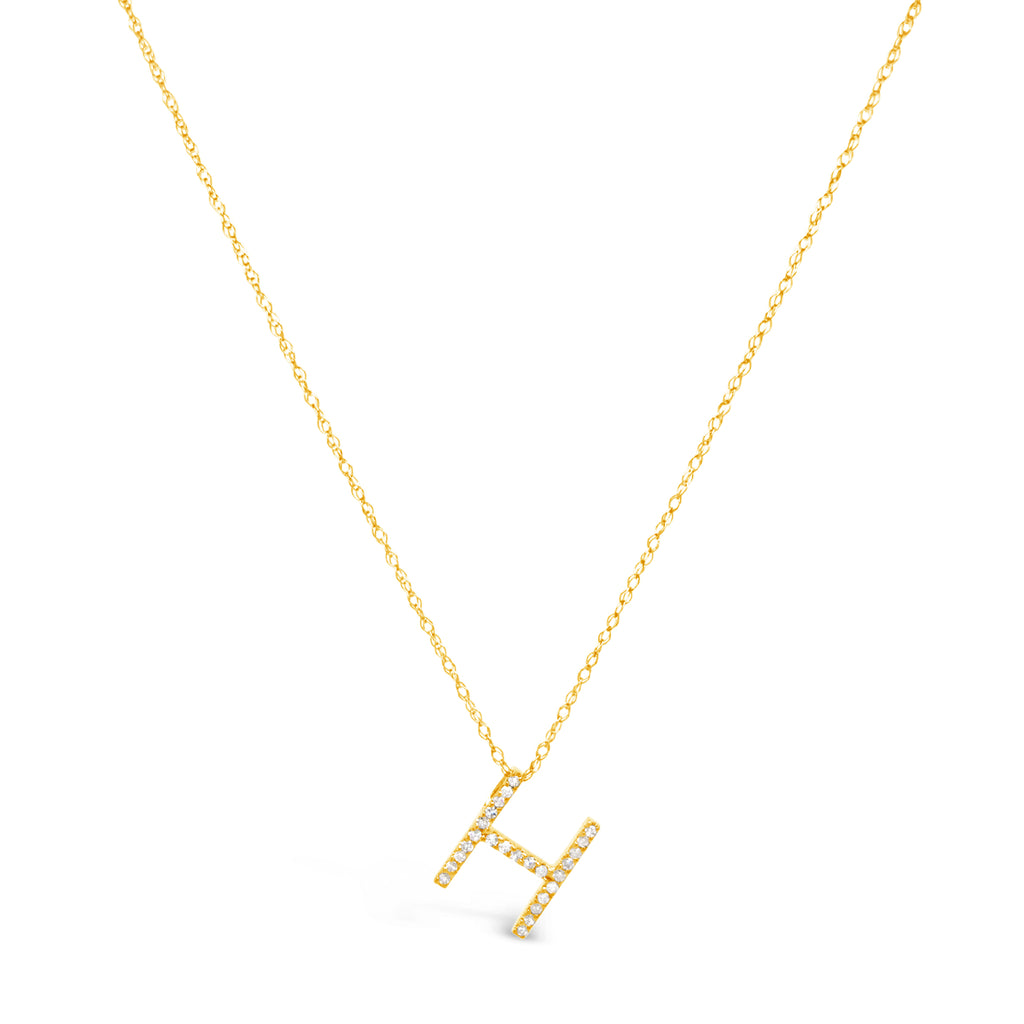 14k Yellow Gold Diamond Initial Necklace