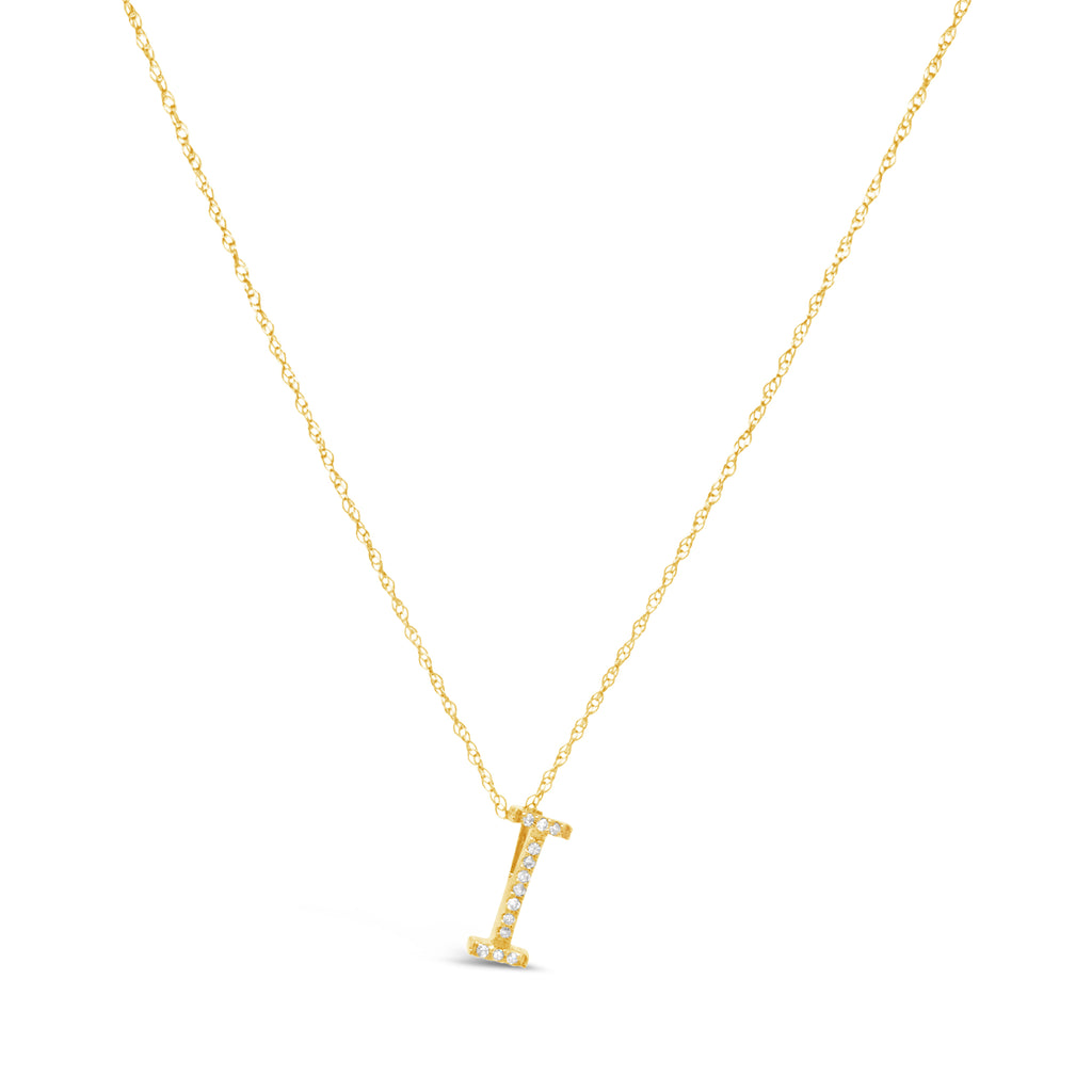 14k Yellow Gold Diamond Initial Necklace