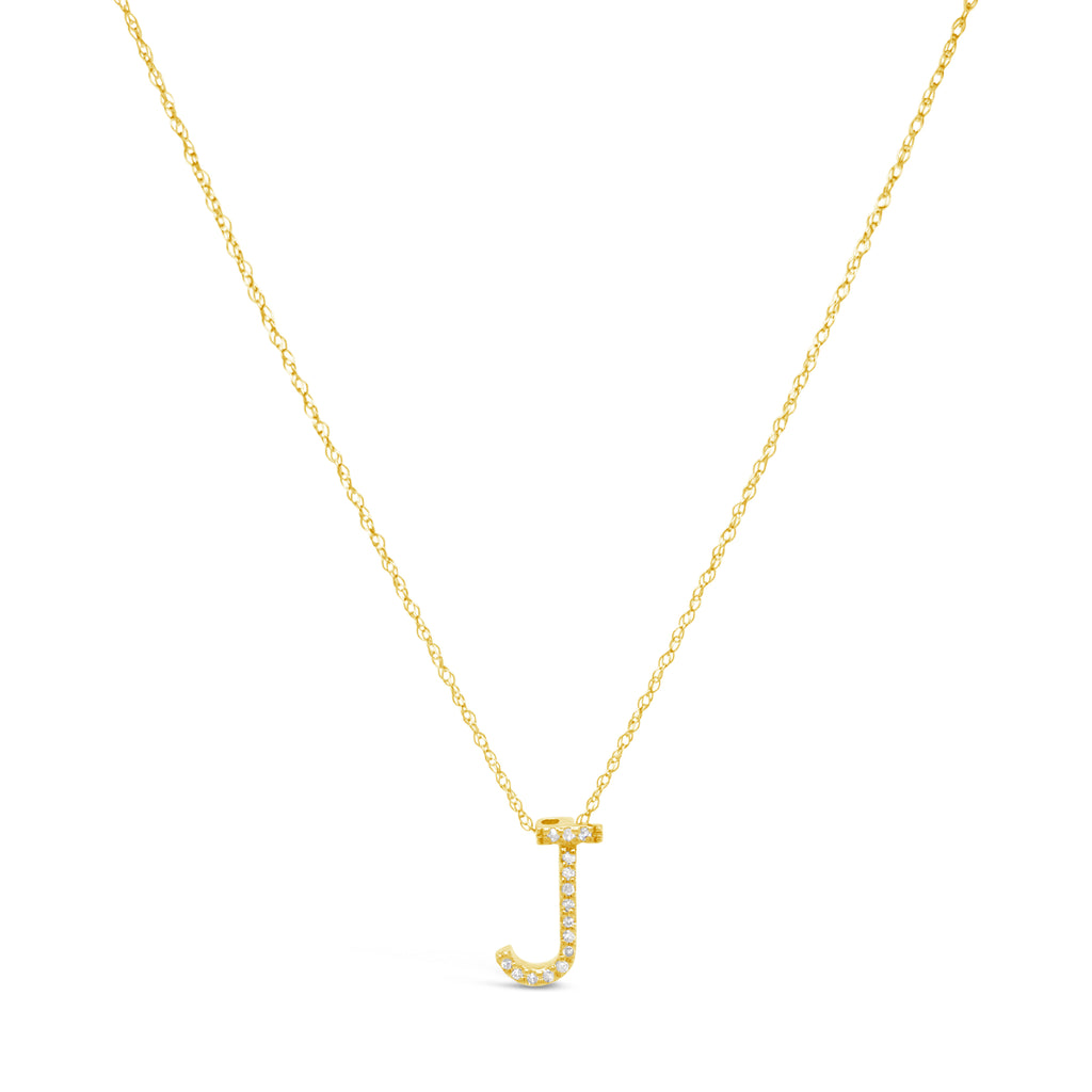 14k Yellow Gold Diamond Initial Necklace