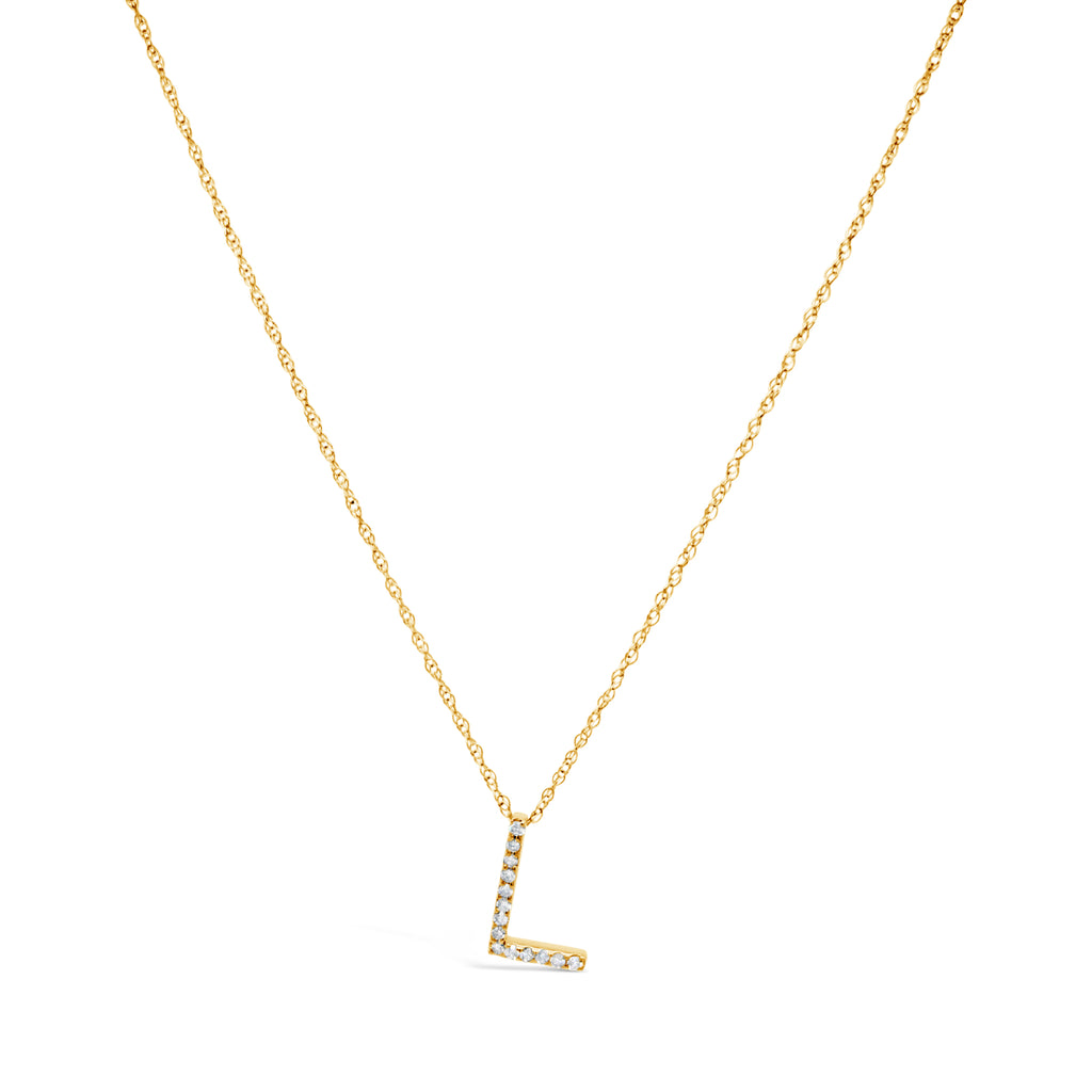 14k Yellow Gold Diamond Initial Necklace