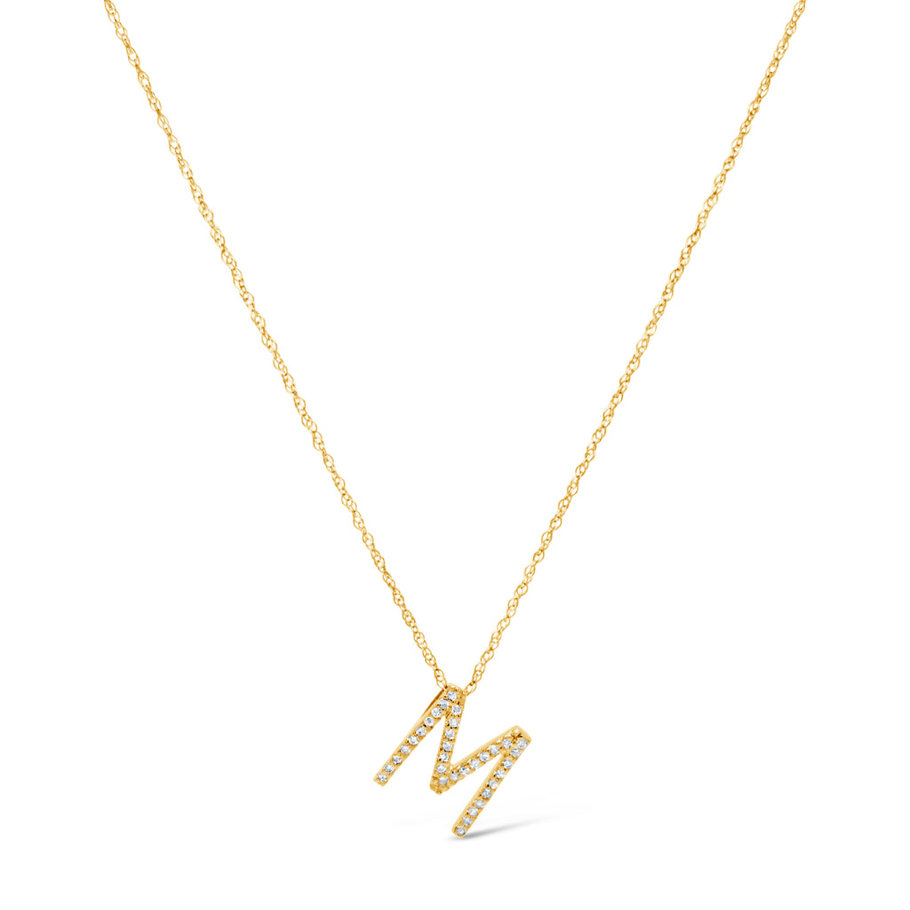 14k Yellow Gold Diamond Initial Necklace