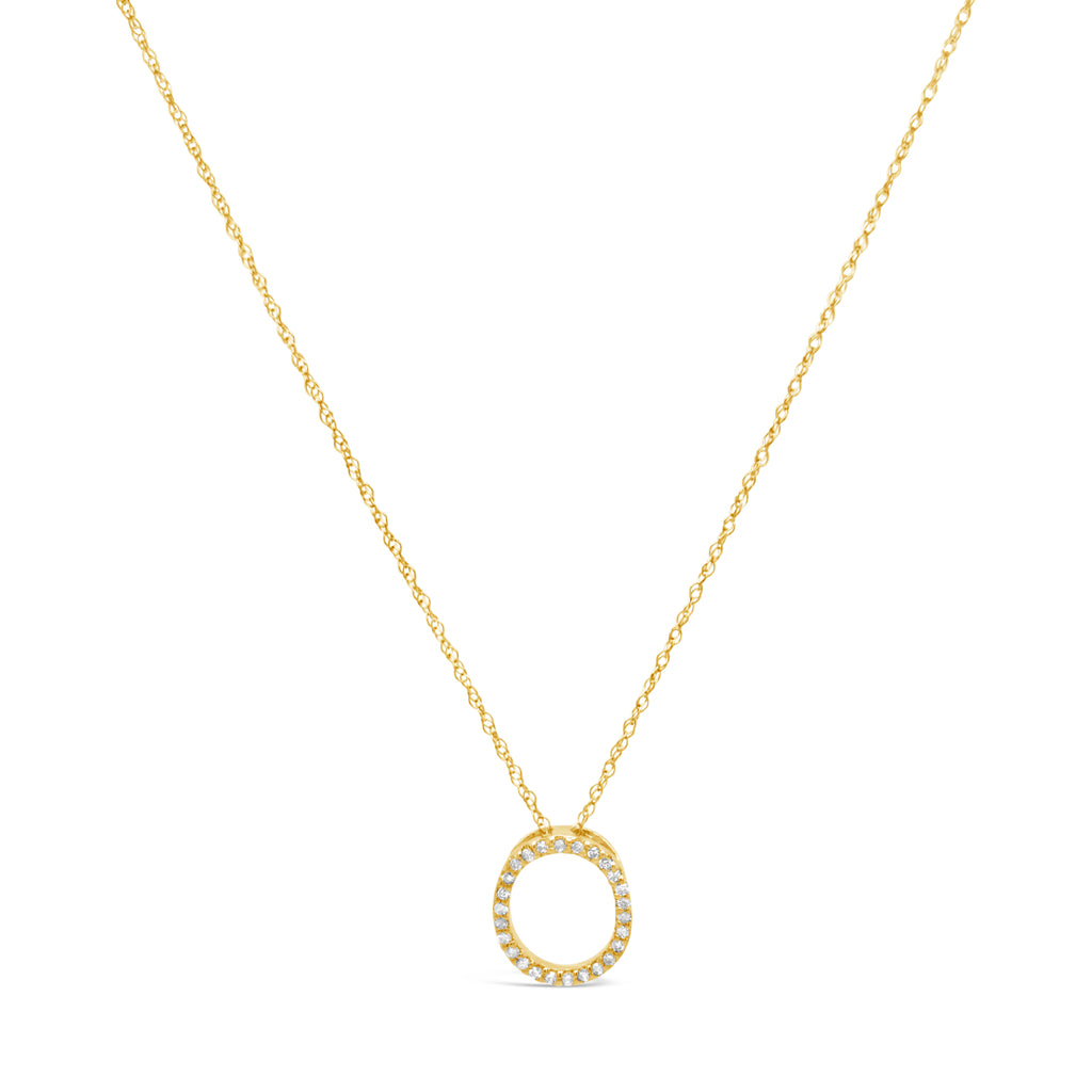 14k Yellow Gold Diamond Initial Necklace