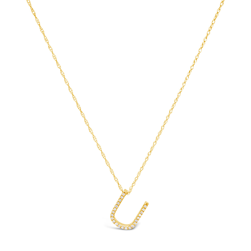 14k Yellow Gold Diamond Initial Necklace