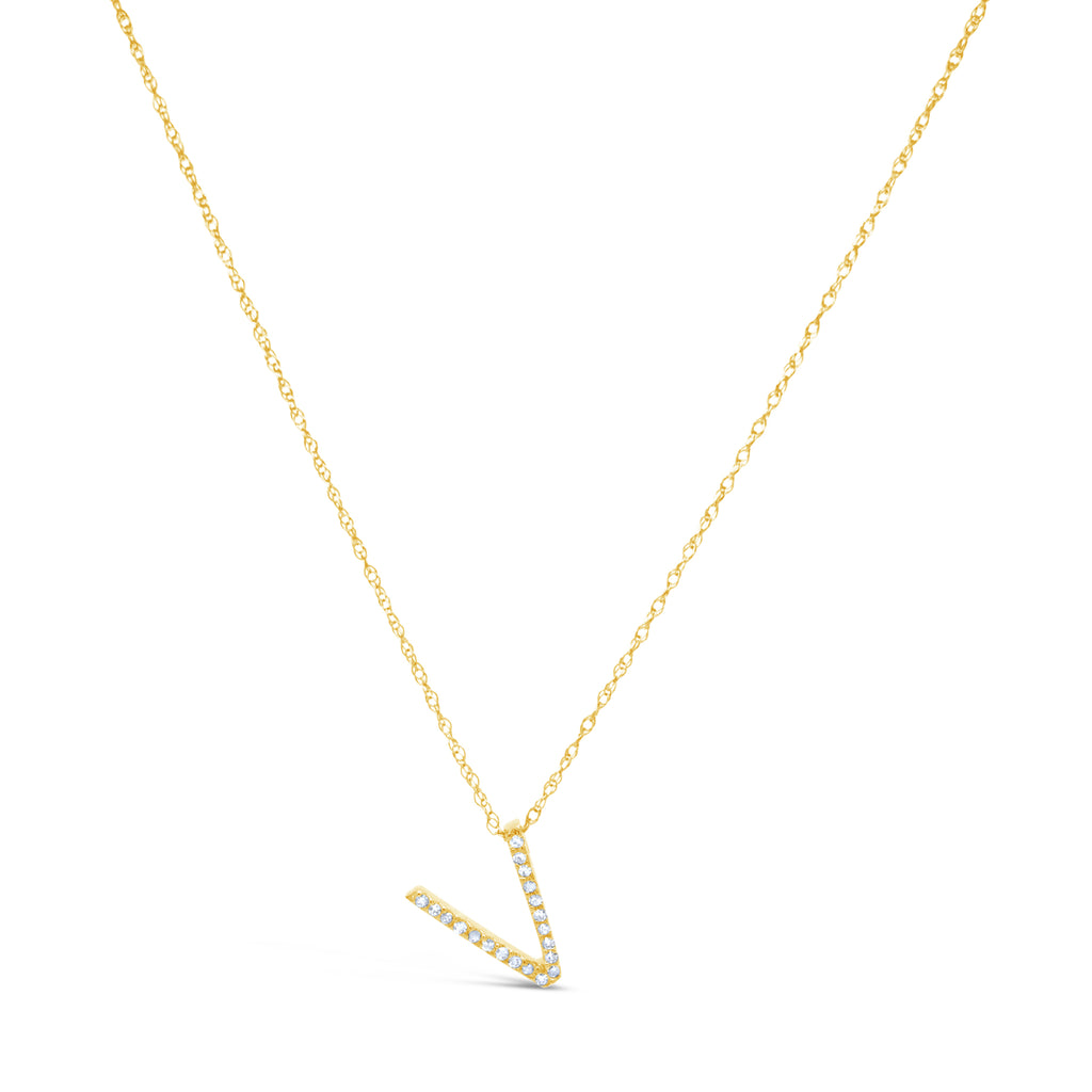 14k Yellow Gold Diamond Initial Necklace