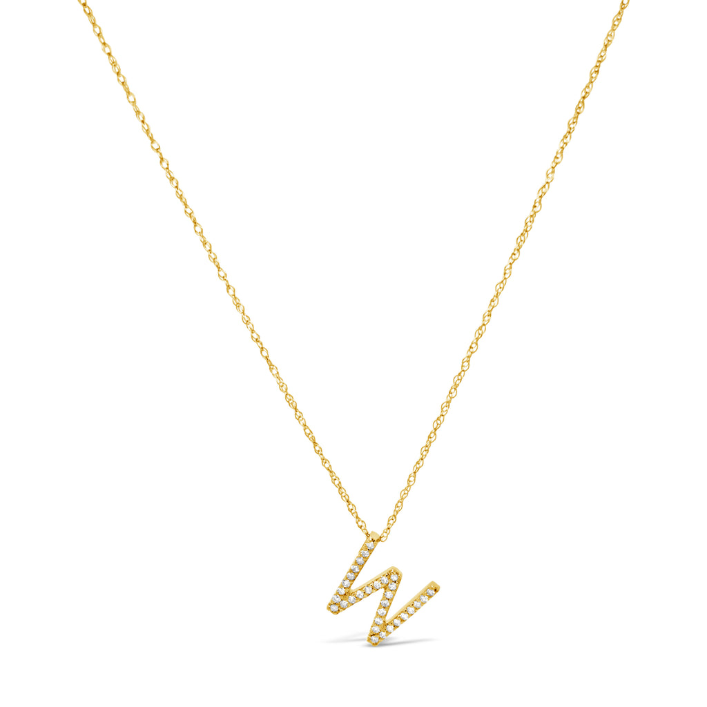 14k Yellow Gold Diamond Initial Necklace