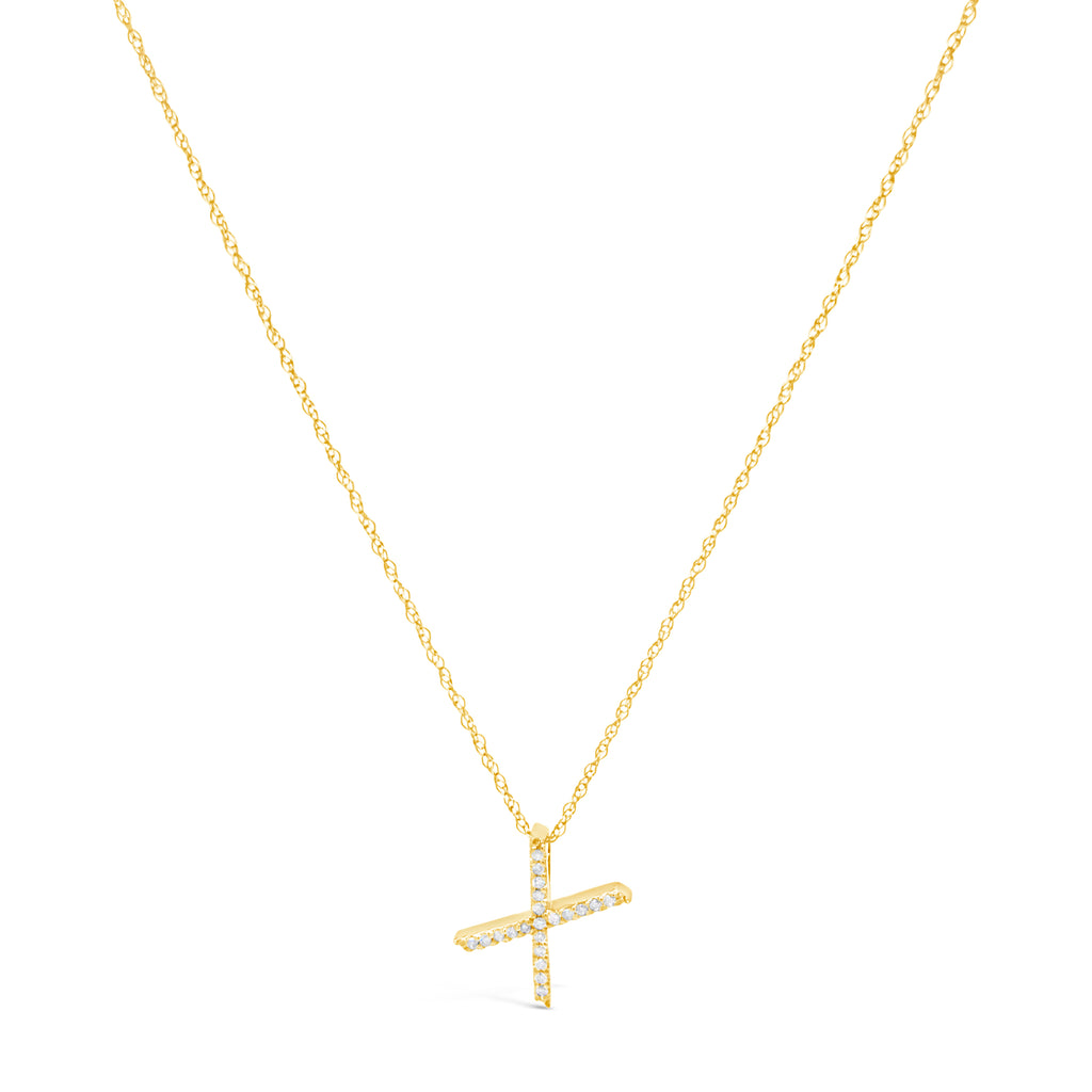 14k Yellow Gold Diamond Initial Necklace