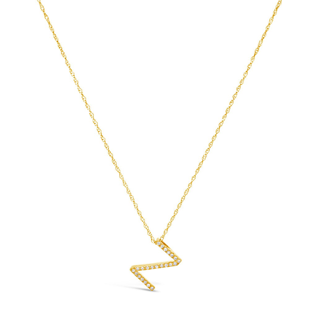14k Yellow Gold Diamond Initial Necklace